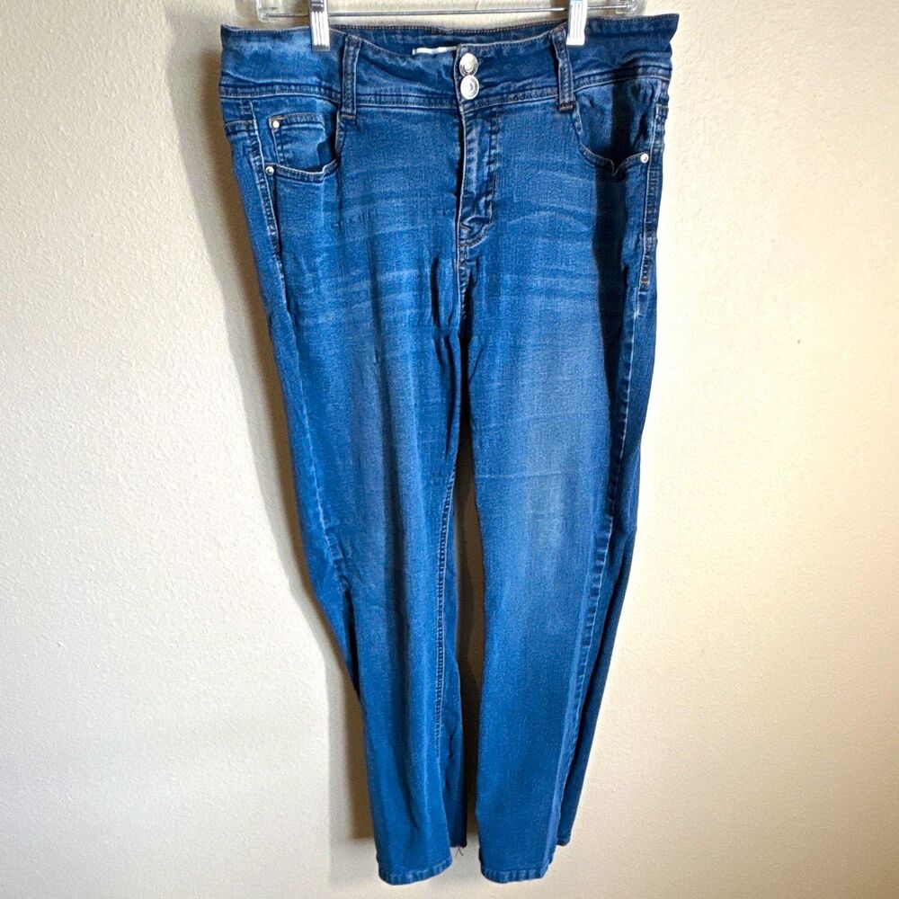Angels Women’s Blue Denim Medium Wash Skinny Jeans 16W Stretch 5-Pocket